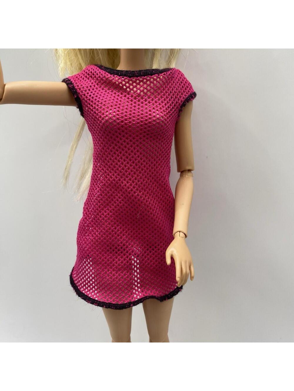 Barbie Clothes- Pink Mesh Dress/ Swimsuit Coverup B20
